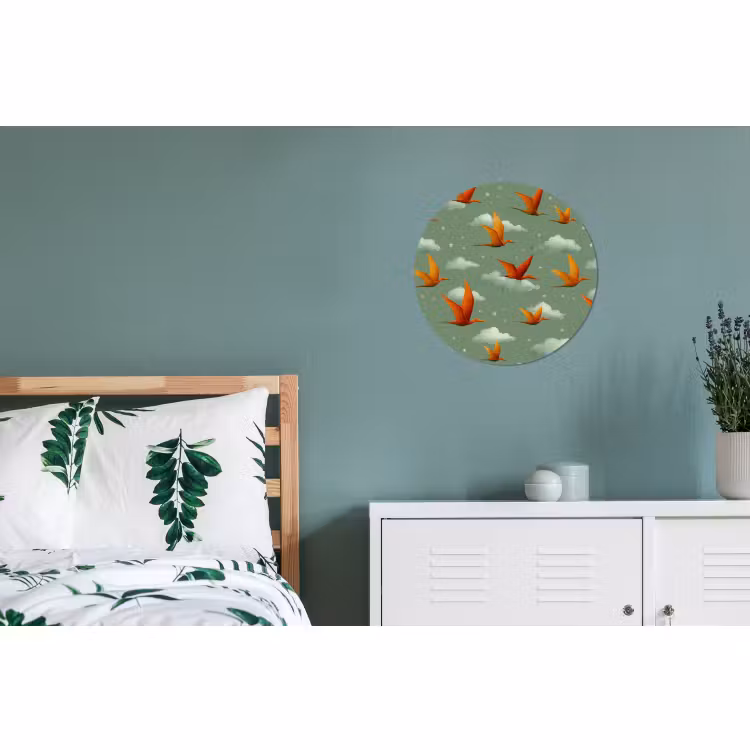 Wandcirkel - Aluminium - Dinosaurussen - Wolken - Sterren - Oranje — 4