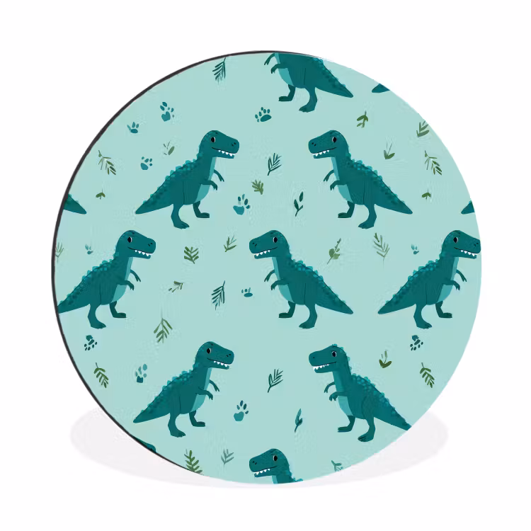 Wandcirkel - Aluminium - Donkergroen - Dinosaurussen - Afdrukken - Bladeren — 1