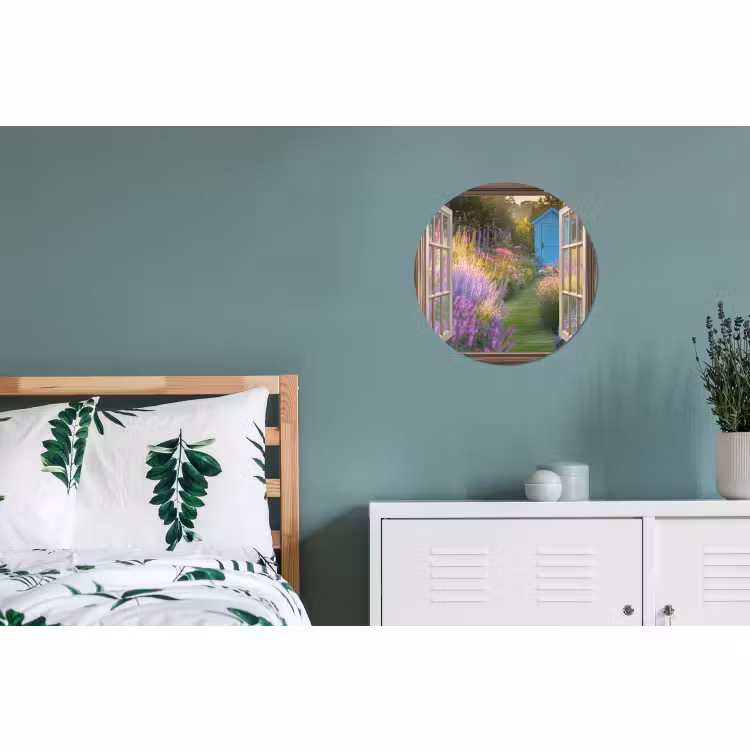 Wandcirkel - Aluminium - Doorkijk - Bloemen - Raam - Natuur — 4