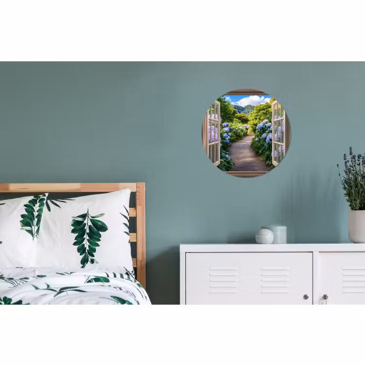 Wandcirkel - Aluminium - Doorkijk - Hortensia - Pad - Natuur — 4