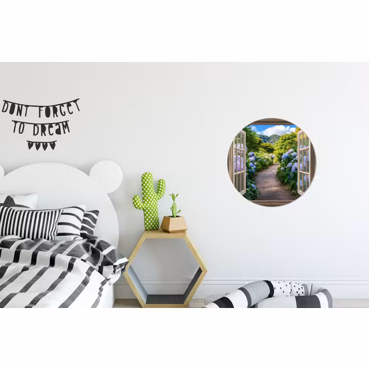 Wandcirkel - Aluminium - Doorkijk - Hortensia - Pad - Natuur — 5