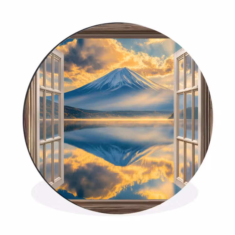 Wandcirkel - Aluminium - Doorkijk - Landschap - Bergen - Uitzicht - Raam — 1