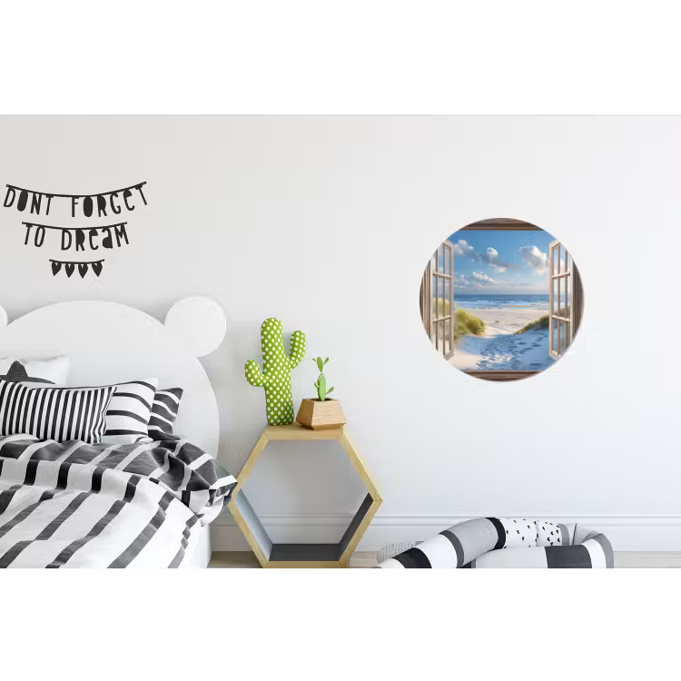 Wandcirkel - Aluminium - Doorkijk - Strand - Raam - Duinen - Zee — 5