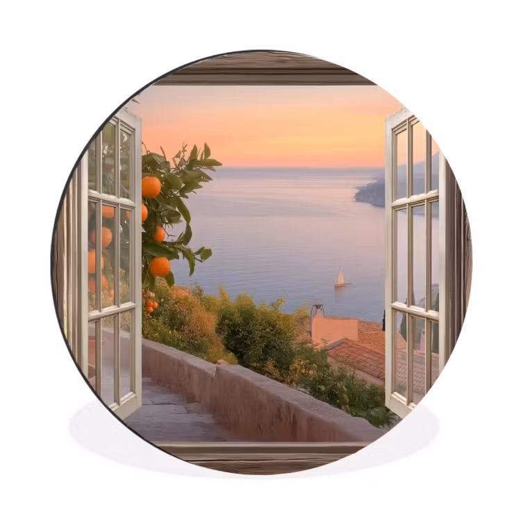 Wandcirkel - Aluminium - Doorkijk - Uitzicht - Meer - Landschap — 1