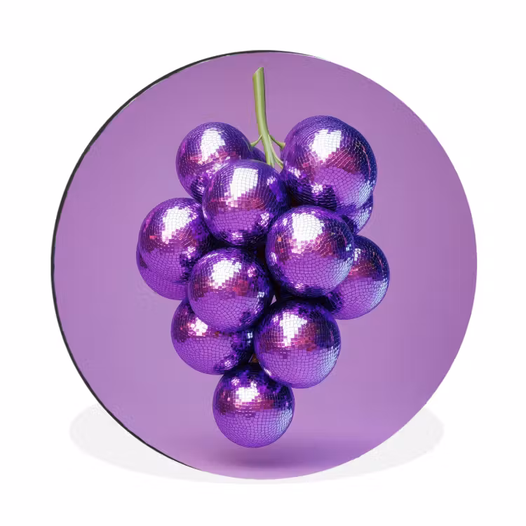 Wandcirkel - Aluminium - Druif - Disco - Glitter - Paars — 1