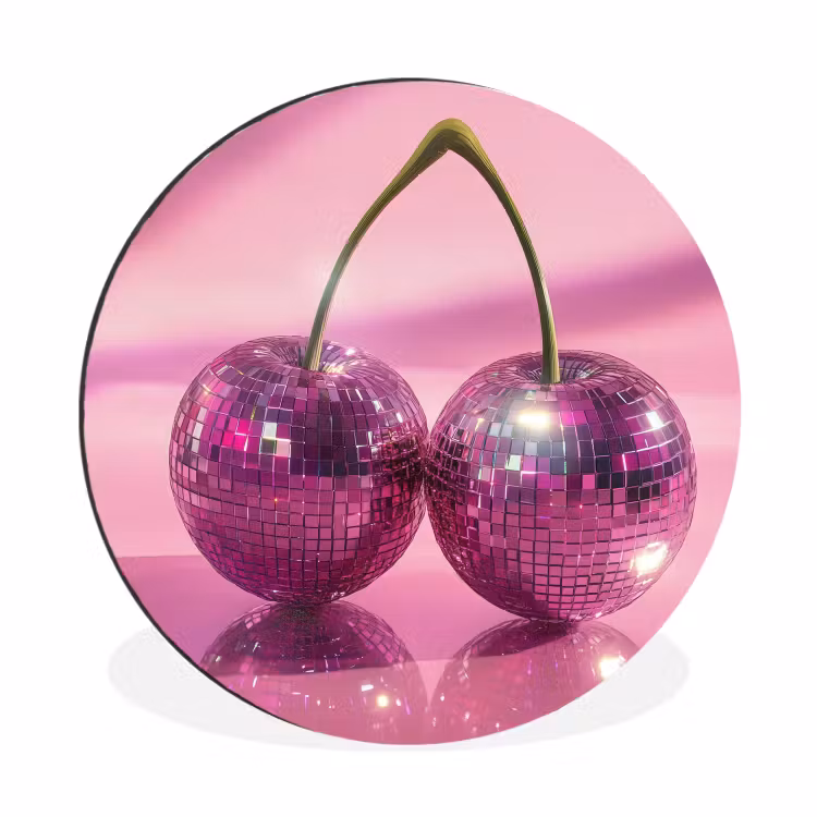 Wandcirkel - Aluminium - Glitter - Discobol - Roze - Kersen — 1
