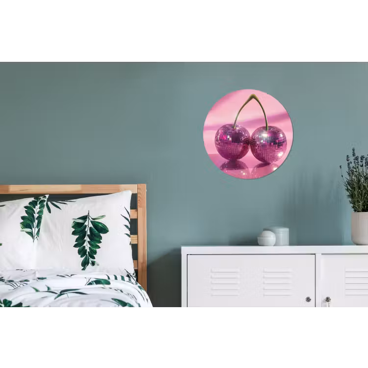 Wandcirkel - Aluminium - Glitter - Discobol - Roze - Kersen — 4