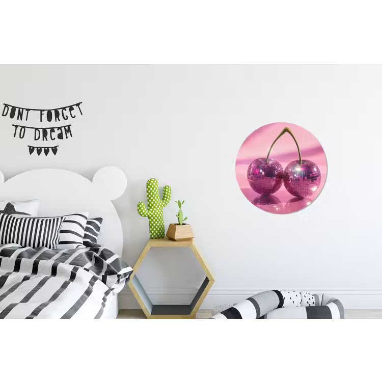 Wandcirkel - Aluminium - Glitter - Discobol - Roze - Kersen — 5