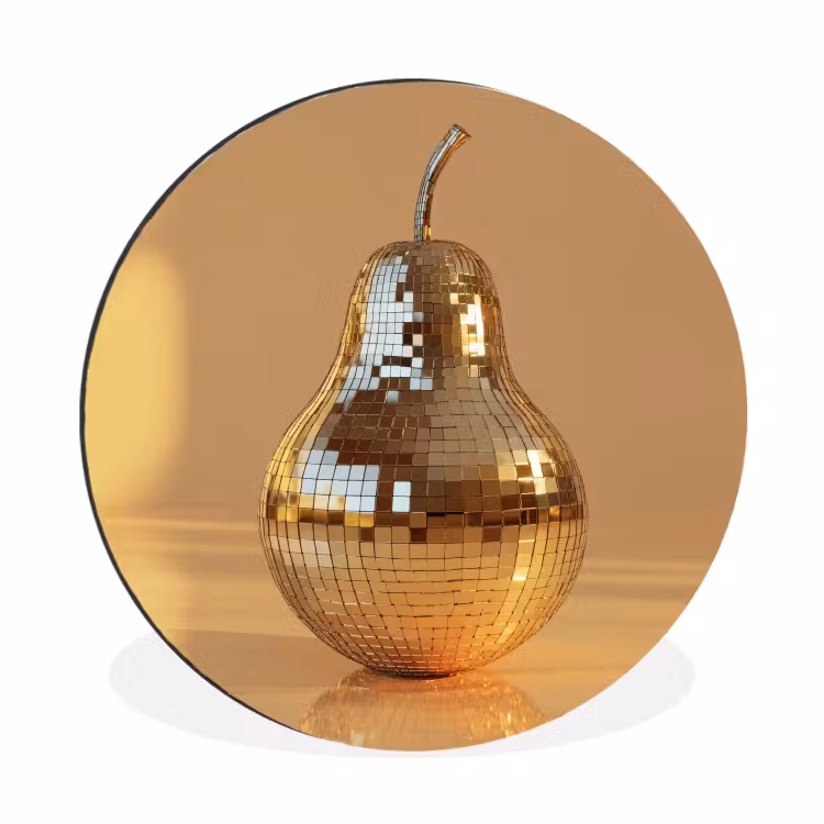 Wandcirkel - Aluminium - Goud - Disco - Glitter - Peer — 1