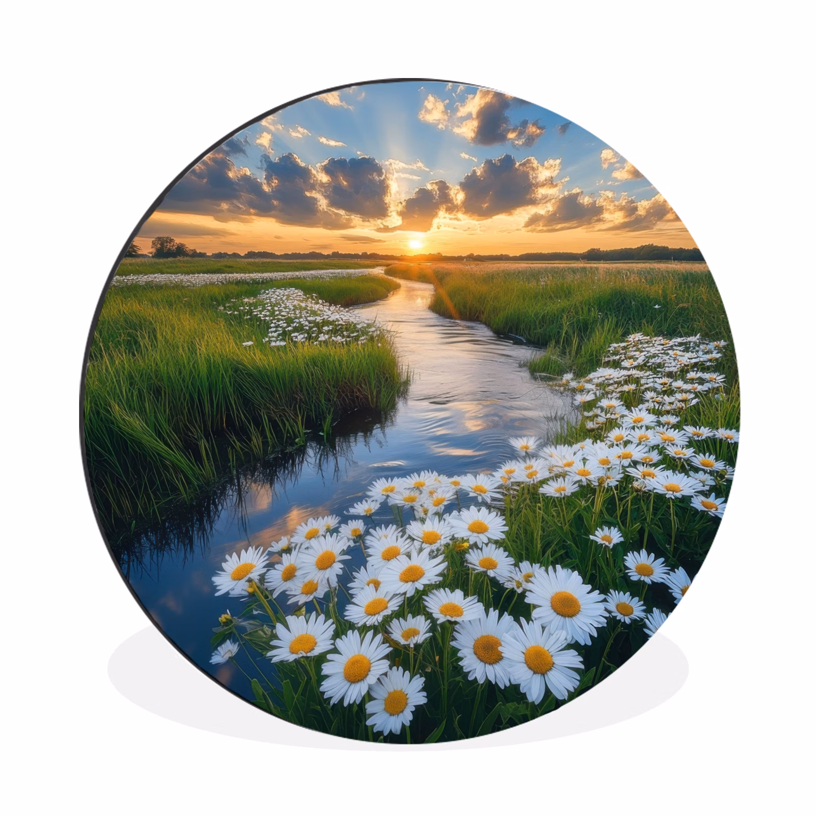 Wandcirkel - Aluminium - Beekje - Landschap - Margriet — 1