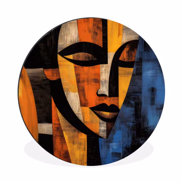 Wandcirkel - Aluminium - Abstract - Portret - Kleurvakken — 1