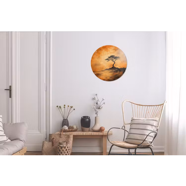 Wandcirkel - Aluminium - Boom - Landschap - Oranje — 2