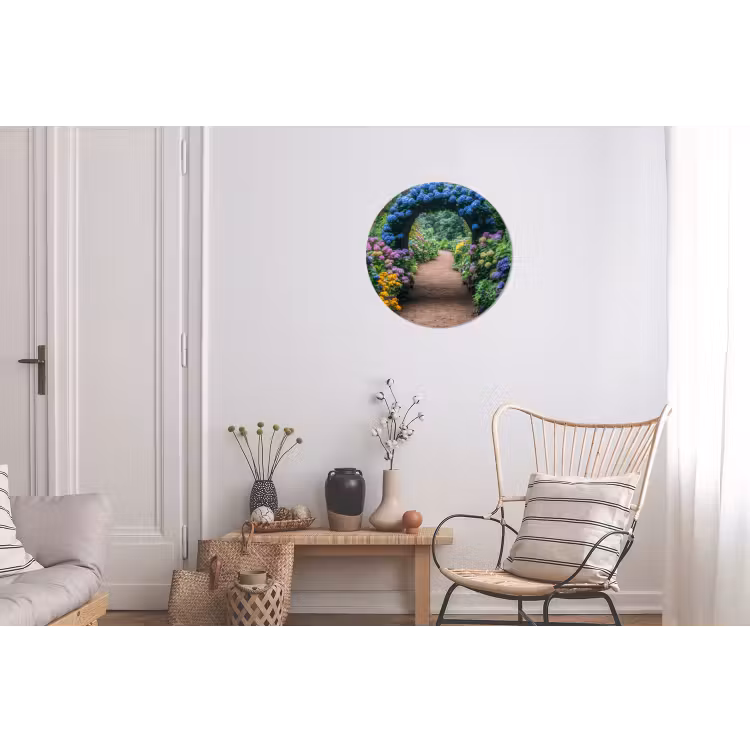 Wandcirkel - Aluminium - Doorkijk - Bloemen - Hortensia - Pad — 2