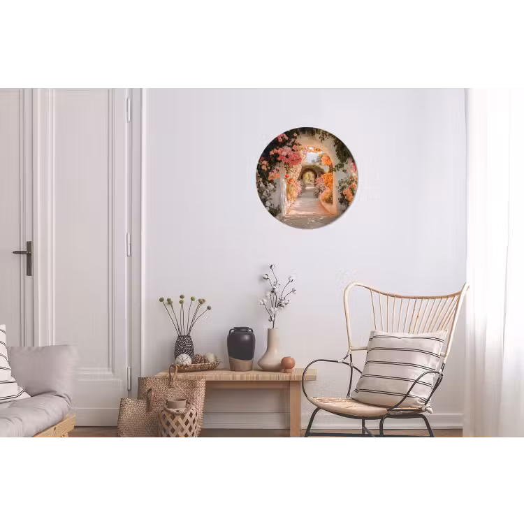 Wandcirkel - Aluminium - Doorkijk - Boog - Bloemen - Pastel — 2
