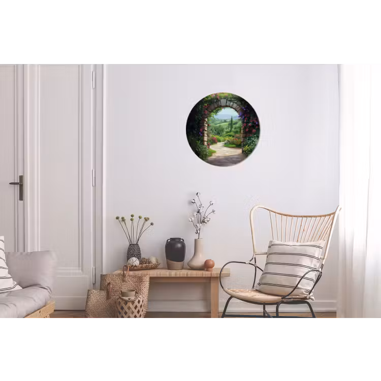 Wandcirkel - Aluminium - Doorkijk - Landschap - Bloemen - Pad - Uitzicht — 2