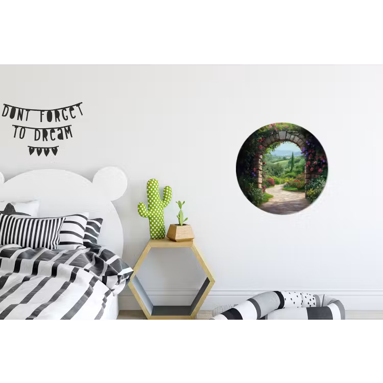 Wandcirkel - Aluminium - Doorkijk - Landschap - Bloemen - Pad - Uitzicht — 5