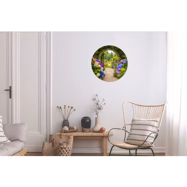 Wandcirkel - Aluminium - Doorkijk - Poort - Hortensia - Bloementuin — 2