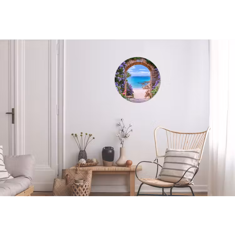 Wandcirkel - Aluminium - Doorkijk - Poort - Zee - Strand - Rotsen — 2