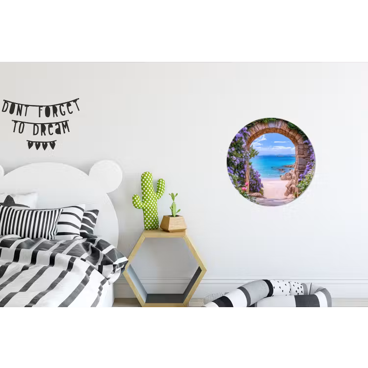 Wandcirkel - Aluminium - Doorkijk - Poort - Zee - Strand - Rotsen — 5