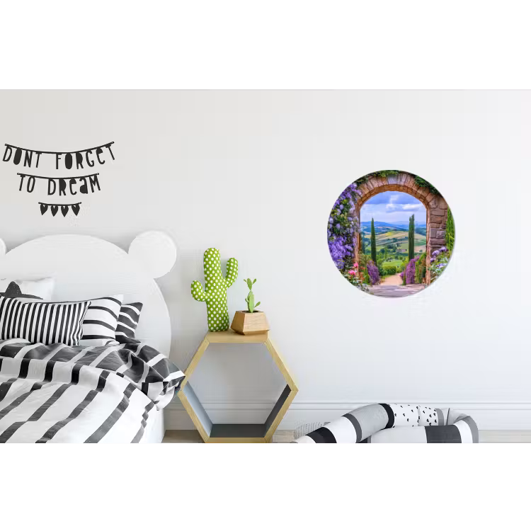 Wandcirkel - Aluminium - Doorkijk - Toscane - Landschap - Poort — 5