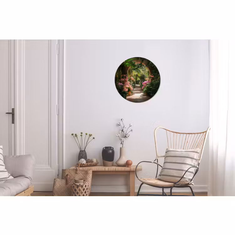 Wandcirkel - Aluminium - Doorkijk - Tropisch - Bloemen - Natuur — 2