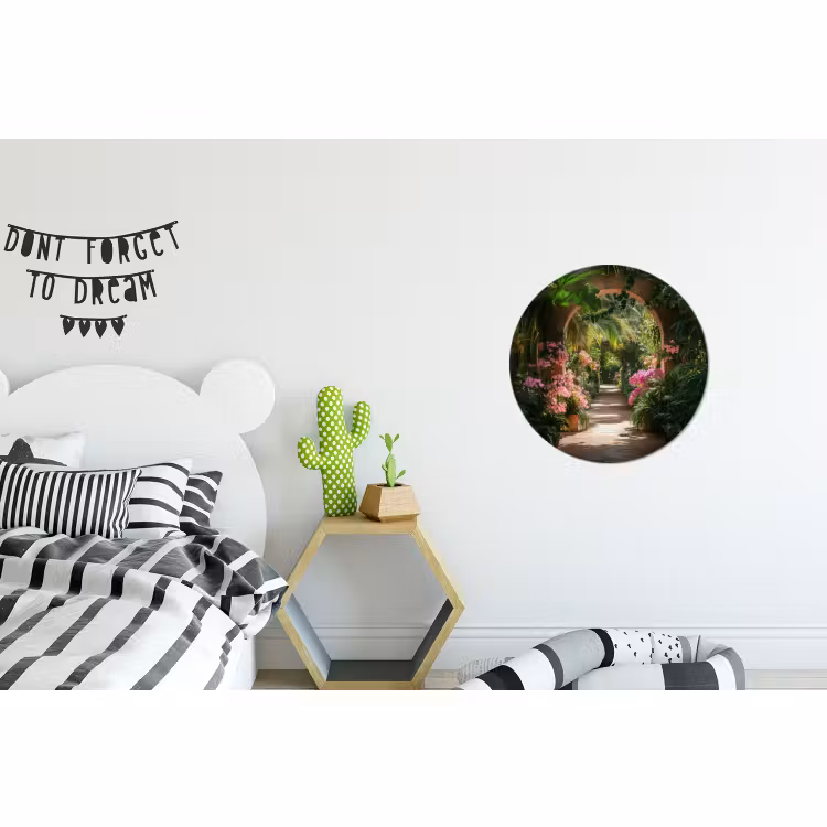 Wandcirkel - Aluminium - Doorkijk - Tropisch - Bloemen - Natuur — 5