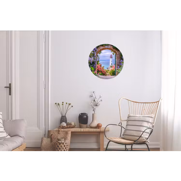 Wandcirkel - Aluminium - Doorkijk - Vuurtoren - Bloemen - Uitzicht — 2