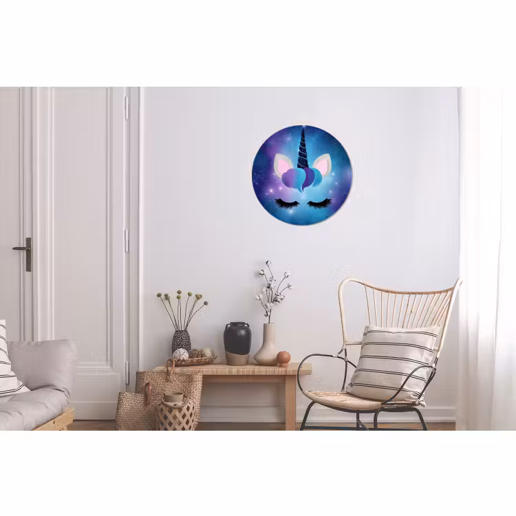 Wandcirkel - Aluminium - Eenhoorn - Sterren - Blauw — 2