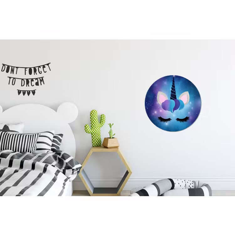 Wandcirkel - Aluminium - Eenhoorn - Sterren - Blauw — 5