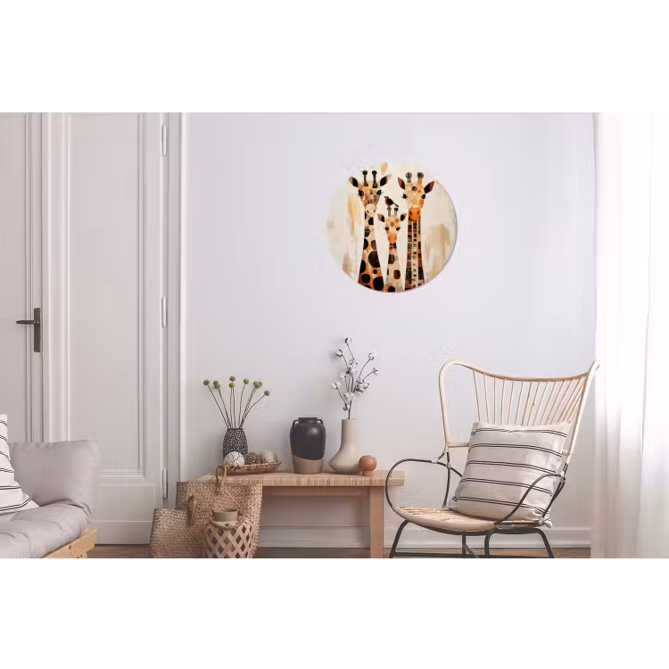 Wandcirkel - Aluminium - Giraffen - Cartoon - Crème — 2