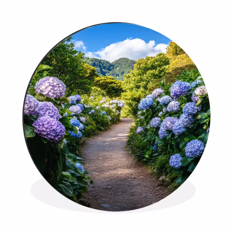 Wandcirkel - Aluminium - Hortsensia - Pad - Bloemen — 1