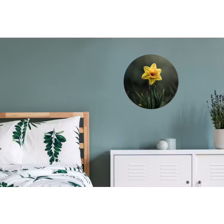 Wandcirkel - Aluminium - Bloem - Narcis - Gras - Geel — 4
