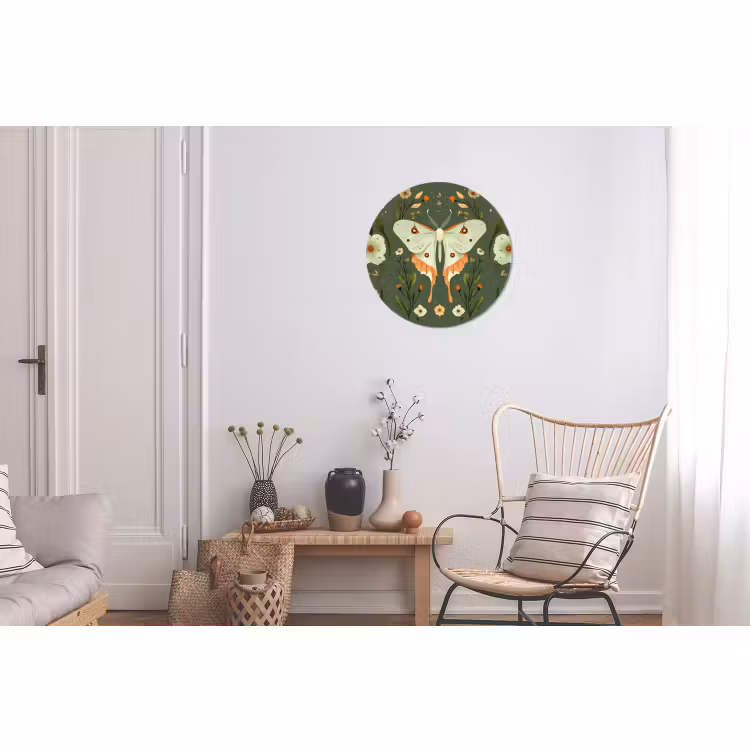 Wandcirkel - Aluminium - Bloemen - Bladeren - Olijfgroen - Vlinder — 2