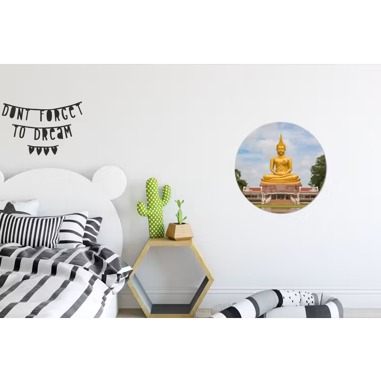 Wandcirkel - Aluminium - Boeddha - Buddha beeld - Goud - Religie — 5