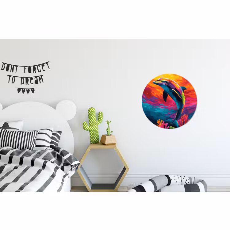 Wandcirkel - Aluminium - Dolfijn - Kleurrijk - Oceaan - Koraal — 5