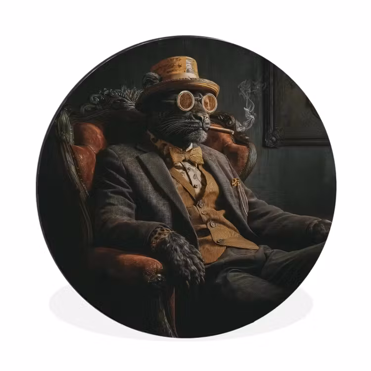 Wandcirkel - Aluminium - Kat - Pak - Oranje - Sigaar — 1