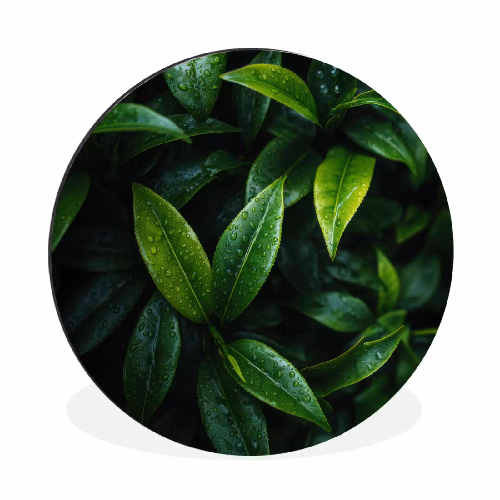 Wandcirkel - Aluminium - Bladeren - Regendruppels - Licht - Groen — 1
