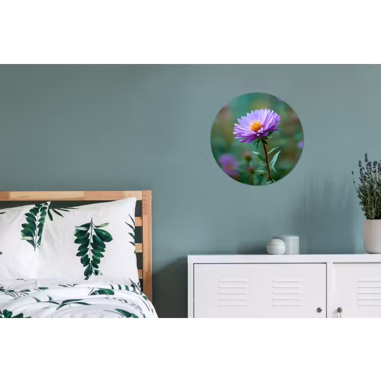 Wandcirkel - Aluminium - Aster - Paars - Bloem - Blaadjes — 4