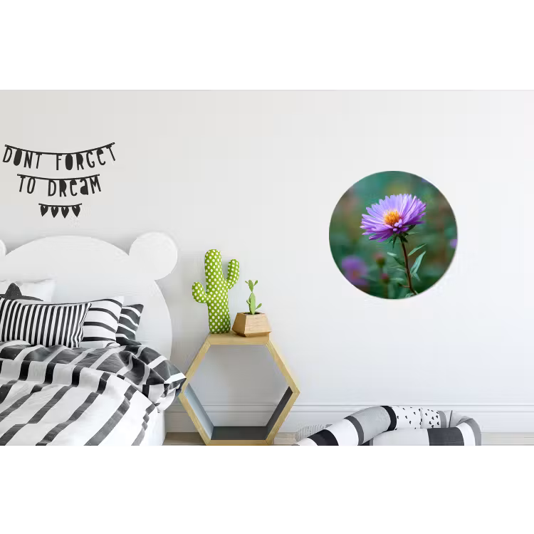 Wandcirkel - Aluminium - Aster - Paars - Bloem - Blaadjes — 5