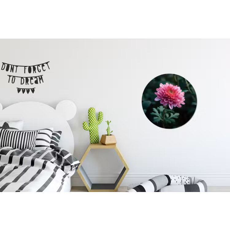 Wandcirkel - Aluminium - Blad - Chrysant - Roze - Schaduw — 5