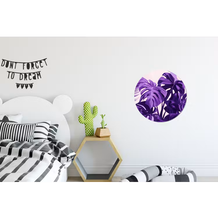 Wandcirkel - Aluminium - Bladeren - Paars - Tropisch - Abstract — 5