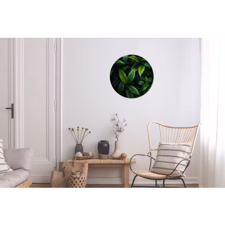 Wandcirkel - Aluminium - Bladeren - Regendruppels - Licht - Groen — 2