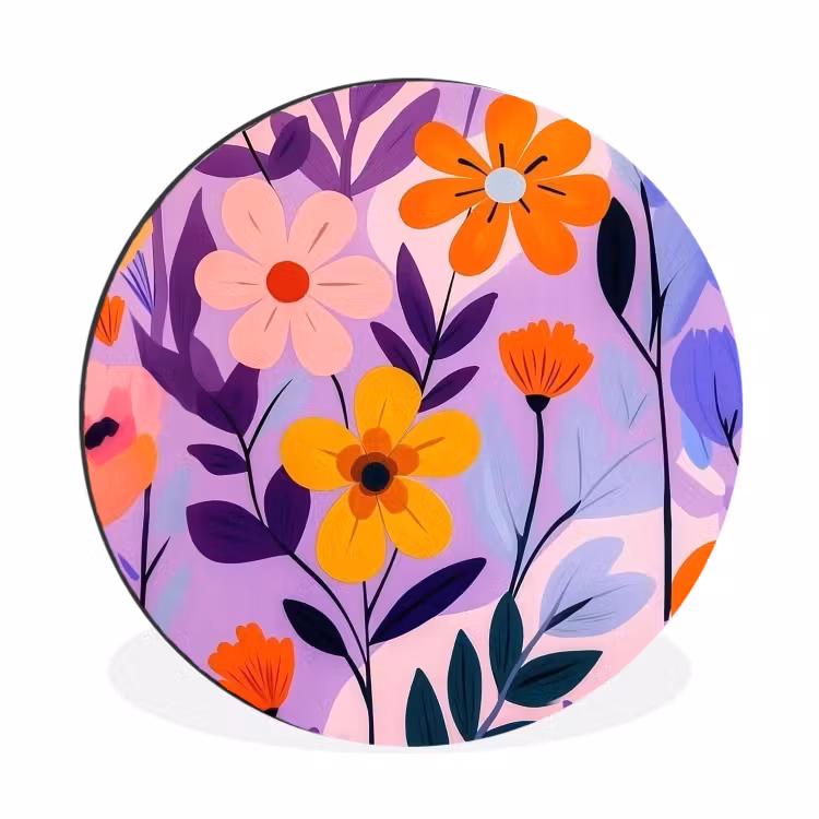 Wandcirkel - Aluminium - Bloemen - Kleurrijk - Bladeren — 1