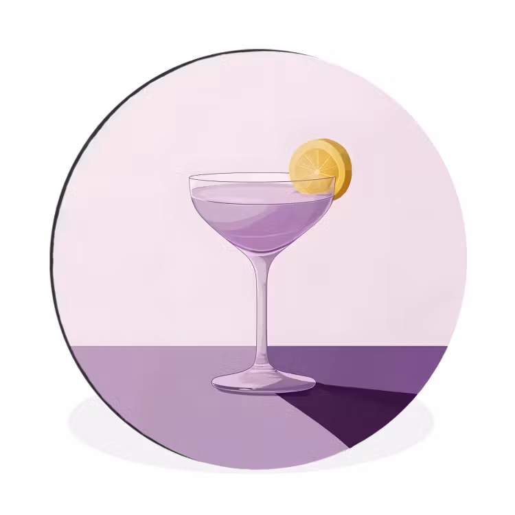 Wandcirkel - Aluminium - Cocktail - Paars - Minimalistisch - Citroen — 1