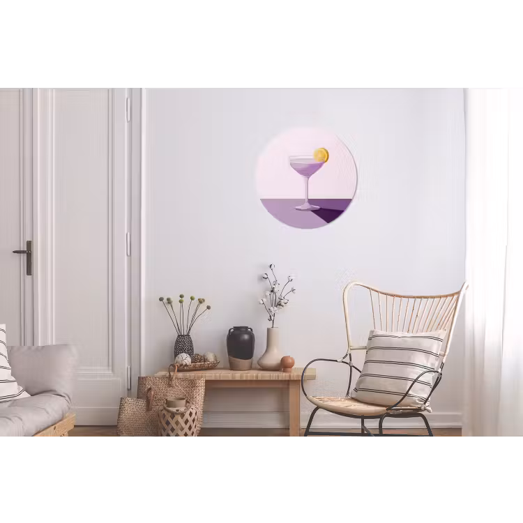 Wandcirkel - Aluminium - Cocktail - Paars - Minimalistisch - Citroen — 2