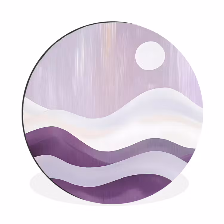 Wandcirkel - Aluminium - Golven - Heuvels - Abstract - Paars — 1