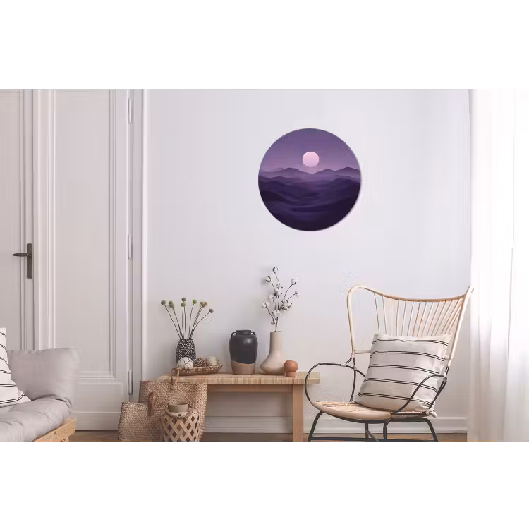 Wandcirkel - Aluminium - Heuvels - Paars - Mist - Zon — 2