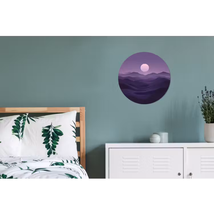 Wandcirkel - Aluminium - Heuvels - Paars - Mist - Zon — 4