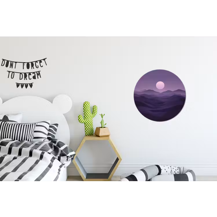 Wandcirkel - Aluminium - Heuvels - Paars - Mist - Zon — 5
