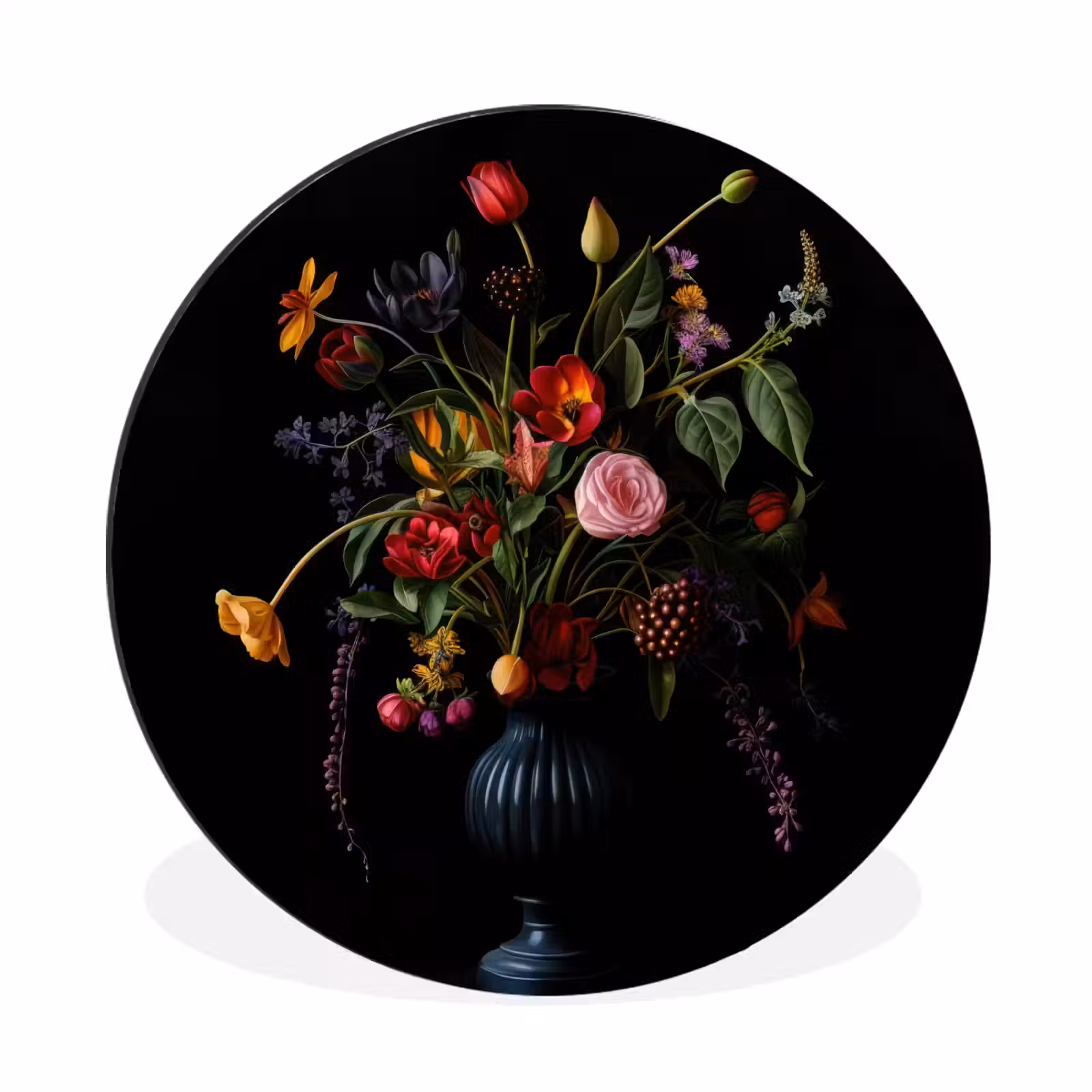 Wandcirkel - Aluminium - Bloemen - Bessen - Klassiek — 1